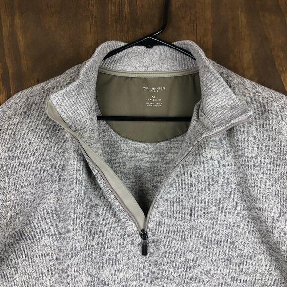 Van Heusen Mens Sweater Healthered Brown Classic Flex Fit 1/4 Zip Long Sleeve XL - Picture 3 of 12
